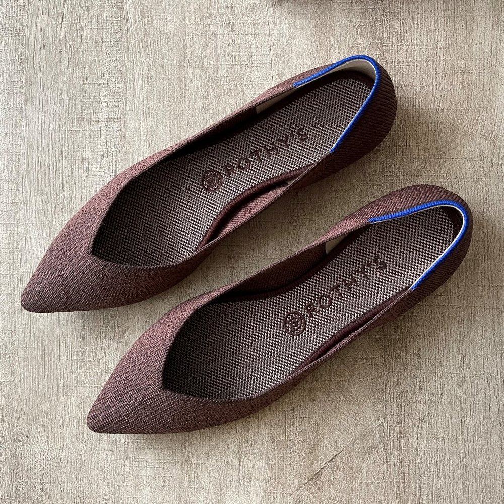 Rothy's Truffle Python Brown Point Shoes Size 10